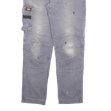 DICKIES Womens Regular Fit Grey Cotton Blend Workwear Trousers W32 L29 Cargo Zip