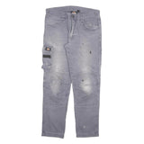 DICKIES Womens Regular Fit Grey Cotton Blend Workwear Trousers W32 L29 Cargo Zip