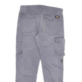 DICKIES Womens Regular Fit Grey Cotton Blend Workwear Trousers W32 L29 Cargo Zip