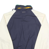NAUTICA Mens Navy & Cream Cotton Bomber Jacket XL Zip Plain Casual Vintage
