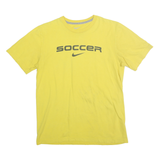 NIKE Mens Yellow Soccer T-Shirt M Short Sleeve Crew Neck Cotton Casual