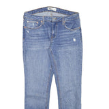 ZARA Womens Slim Blue Denim Jeans W30 L28 Distressed Raw Hem Cotton Blend Zip