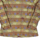 Womens Green & Purple Patterned Button Jacket L Polyester Blend Woven