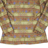 Womens Green & Purple Patterned Button Jacket L Polyester Blend Woven