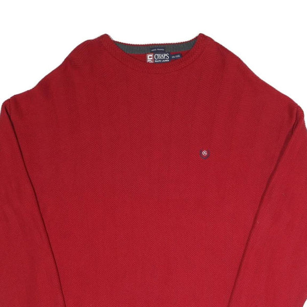 CHAPS Mens Red Plain Crew Neck Basic Knit Jumper 2XL Classic Cotton Blend
