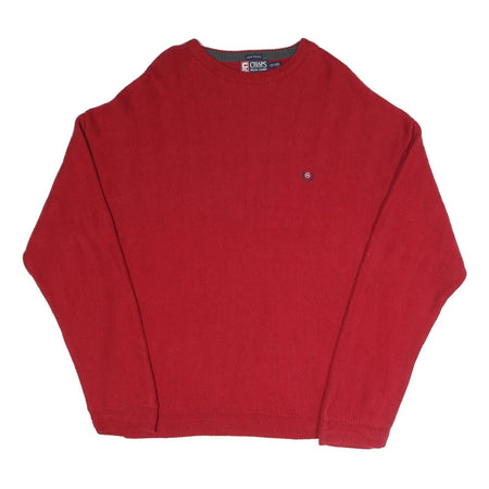 CHAPS Mens Red Plain Crew Neck Basic Knit Jumper 2XL Classic Cotton Blend