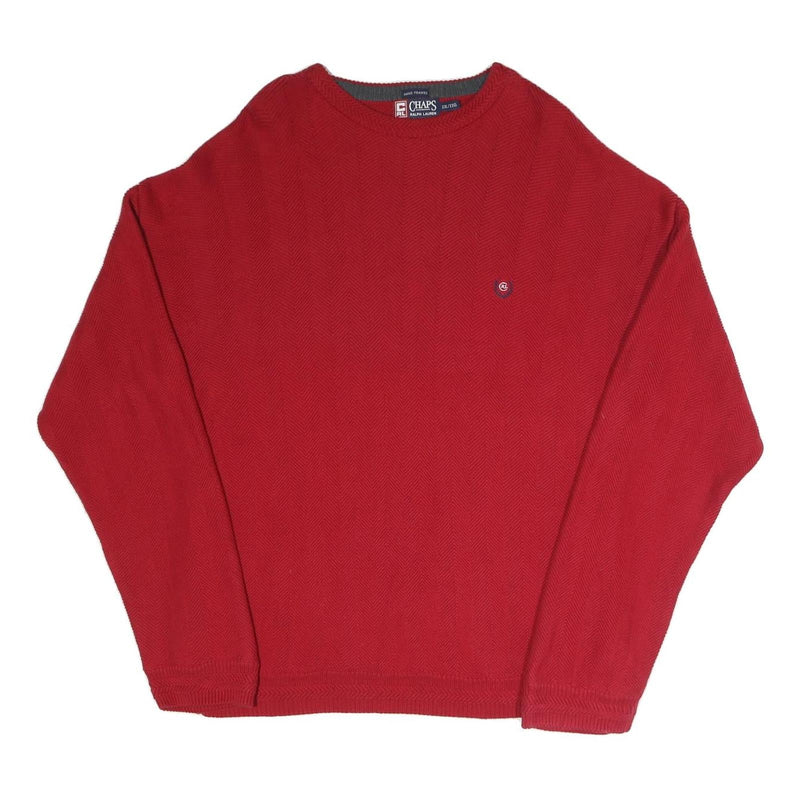 CHAPS Mens Red Plain Crew Neck Basic Knit Jumper 2XL Classic Cotton Blend