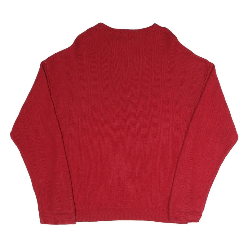 CHAPS Mens Red Plain Crew Neck Basic Knit Jumper 2XL Classic Cotton Blend