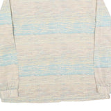 Womens Cream & Blue Printed Shirt Long Sleeve Collared M Relaxed Fit Casual