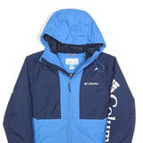 COLUMBIA Womens Blue & Navy Outdoor Jacket M Polyester Blend Zip Hooded