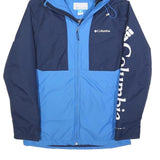 COLUMBIA Womens Blue & Navy Outdoor Jacket M Polyester Blend Zip Hooded