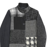DESIGUAL Womens Black & Grey Patchwork Button Jacket L Woven Classic Fit Stylish
