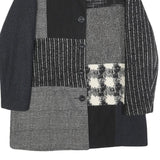 DESIGUAL Womens Black & Grey Patchwork Button Jacket L Woven Classic Fit Stylish