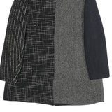 DESIGUAL Womens Black & Grey Patchwork Button Jacket L Woven Classic Fit Stylish