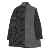 DESIGUAL Womens Black & Grey Patchwork Button Jacket L Woven Classic Fit Stylish