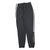 ADIDAS Mens Joggers Black White S W26 L30 Three Stripe Logo Slim Tapered