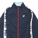 FILA Mens Navy Blue & White Sport Track Jacket XL Polyester Blend Zip Logo