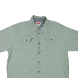 WRANGLER Mens Green Cotton Blend Casual Shirt XL Button Pocket Workwear Relaxed