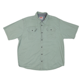 WRANGLER Mens Green Cotton Blend Casual Shirt XL Button Pocket Workwear Relaxed