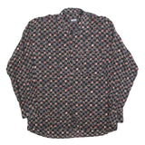 HATICO Mens Black & Grey Patterned Shirt L Button Collar Long Sleeve Casual