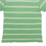 CHAPS Mens Green & White Striped Short Sleeve Polo Shirt L Cotton Classic