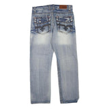 NATION OF SAINTS Mens Jeans Blue Regular Straight Denim Medium W32 L27 Zip