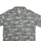 BATIK BAY Mens Grey & Blue Rayon Hawaiian Shirt XL Island Print Casual