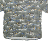 BATIK BAY Mens Grey & Blue Rayon Hawaiian Shirt XL Island Print Casual