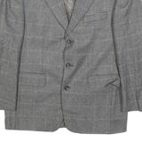 CALVIN COOPER Mens Grey Wool Check Tailored Jacket L Button Closure