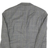 CALVIN COOPER Mens Grey Wool Check Tailored Jacket L Button Closure