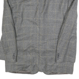 CALVIN COOPER Mens Grey Wool Check Tailored Jacket L Button Closure