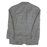 CALVIN COOPER Mens Grey Wool Check Tailored Jacket L Button Closure