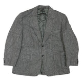 Mens Grey Button Jacket M Cotton Blend Herringbone Classic Smart Casual