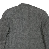 Mens Grey Button Jacket M Cotton Blend Herringbone Classic Smart Casual