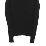 POLO RALPH LAUREN Womens Black Patterned Crew Neck Cable Knit S Jumper Wool