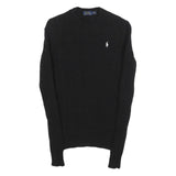 POLO RALPH LAUREN Womens Black Patterned Crew Neck Cable Knit S Jumper Wool