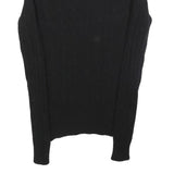 POLO RALPH LAUREN Womens Black Patterned Crew Neck Cable Knit S Jumper Wool