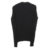 POLO RALPH LAUREN Womens Black Patterned Crew Neck Cable Knit S Jumper Wool