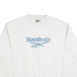REEBOK Mens White XL Crew Neck Cotton Blend Sweatshirt Logo Embroidered