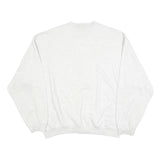 REEBOK Mens White XL Crew Neck Cotton Blend Sweatshirt Logo Embroidered