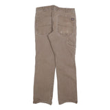DICKIES Mens Jeans Brown Regular Straight Denim W32 L28 Zip Cotton Blend