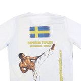 TOPAZIO Mens White & Multi Capoeira Graphic T-Shirt L Short Sleeve Crew Neck