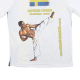 TOPAZIO Mens White & Multi Capoeira Graphic T-Shirt L Short Sleeve Crew Neck
