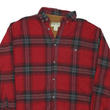RUSTIC RIDGE Mens Red & Grey Plaid Cotton Blend Shirt L Casual Classic Long