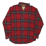 RUSTIC RIDGE Mens Red & Grey Plaid Cotton Blend Shirt L Casual Classic Long