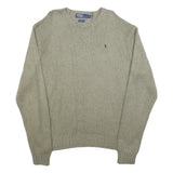 POLO RALPH LAUREN Mens Grey Plain Cotton Jumper Crew Neck Basic Knit 2XL