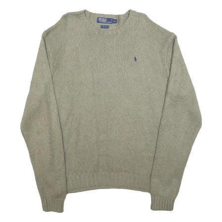 POLO RALPH LAUREN Mens Grey Plain Cotton Jumper Crew Neck Basic Knit 2XL