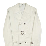 FREY Mens White Cotton Blend Coach Coat M Classic Fit Button Closure Long Sleeve