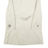 FREY Mens White Cotton Blend Coach Coat M Classic Fit Button Closure Long Sleeve