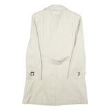 FREY Mens White Cotton Blend Coach Coat M Classic Fit Button Closure Long Sleeve